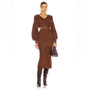 STAUD Carnation Brown Knit Maxi Dress
